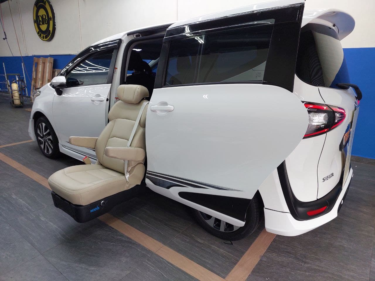 Toyota Sienta Welcab with rotating transfer seat extended