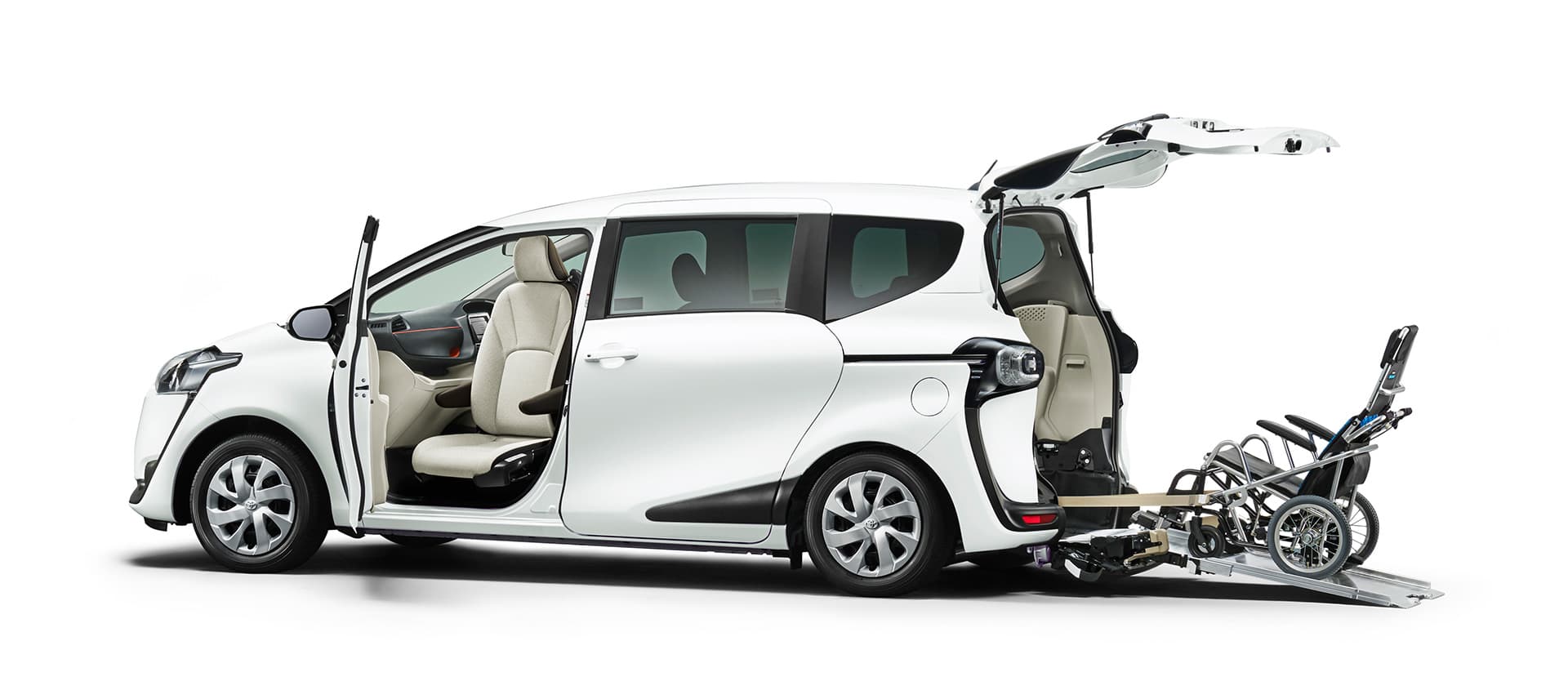 Toyota Sienta Welcab with wheelchair ramp deployed